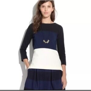 Madewell Gallerist Ponte Quarter Sleeve Color Block Top Size Large Striped NWT